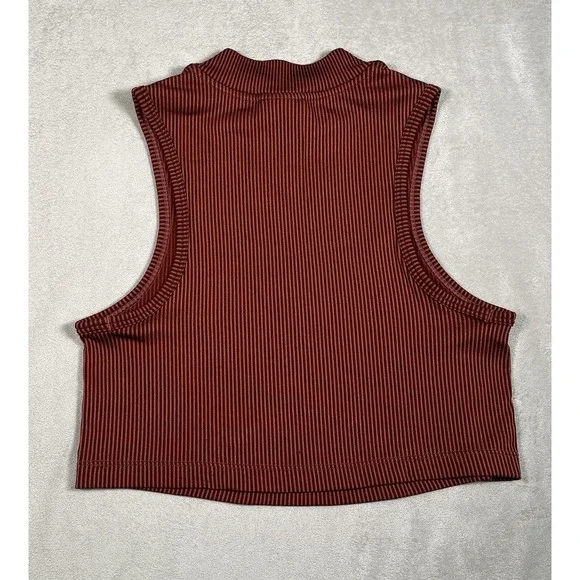 Nike Air Cropped Tank Ribbed Brown Mock Neck Canyon Rust Women XS - Picture 4 of 6